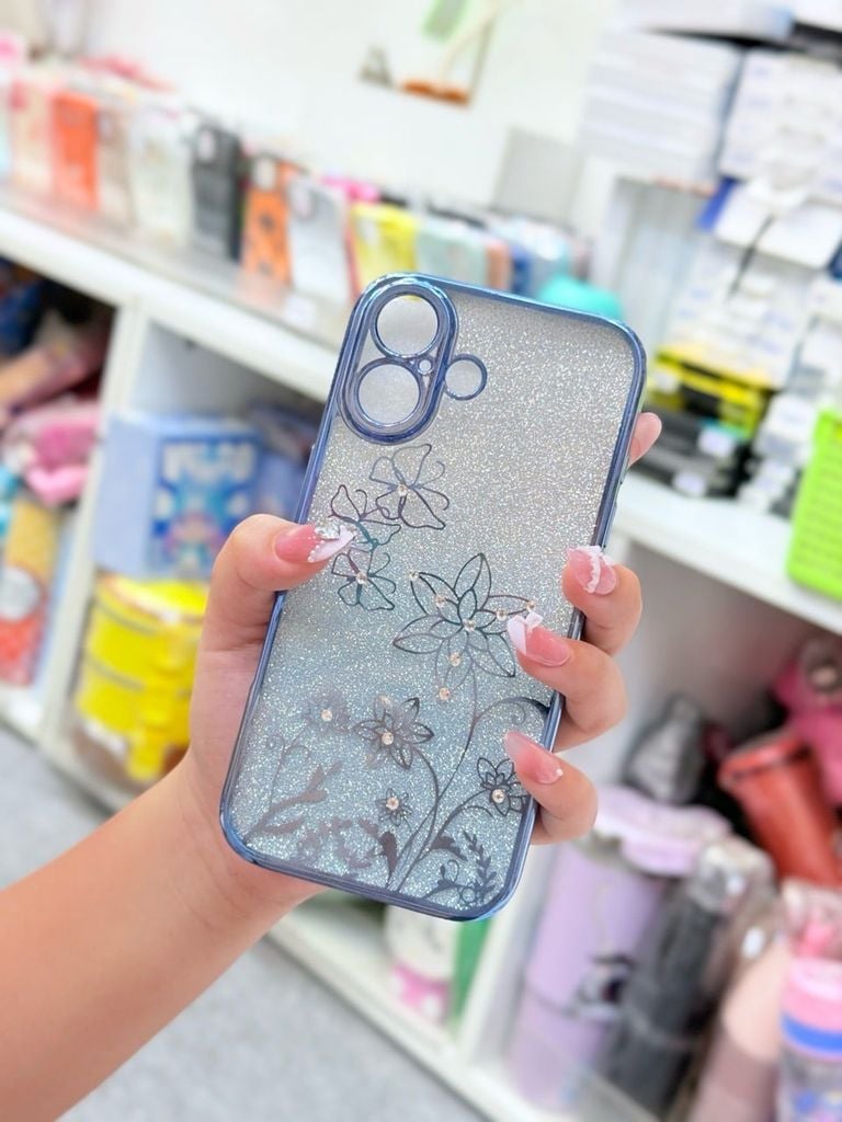 Case Ốp điện thoại iPhone TRong 2in1 Bling Bling Viền Xi iPhone 15/16/Plus