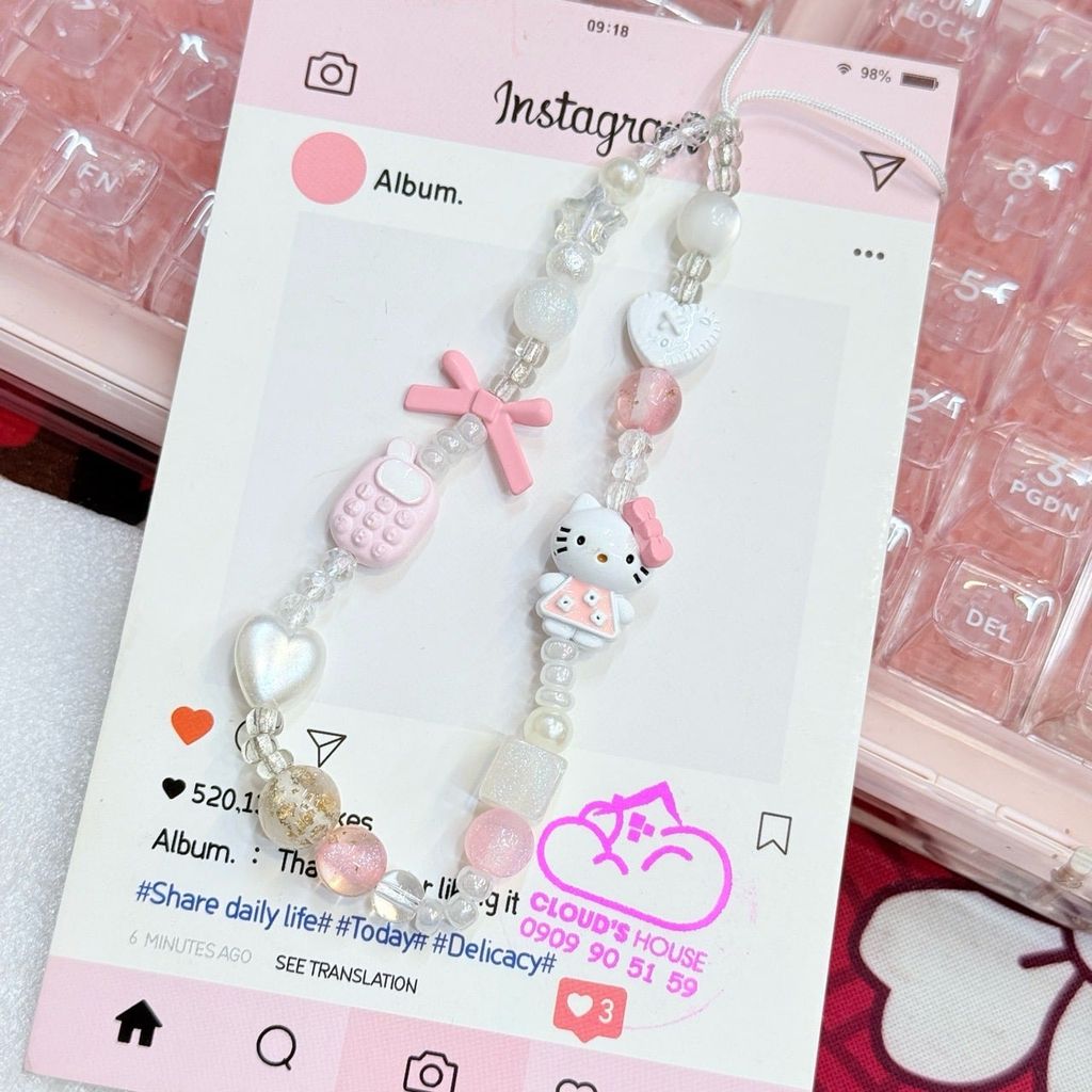 Dây đeo điện thoại ngắn Hello Kitty charm Kute (Quảng Châu, Thái Lan)