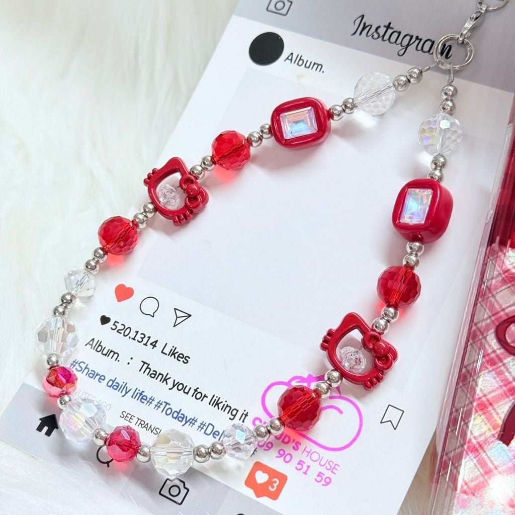 Dây đeo điện thoại ngắn Hello Kitty charm Kute (Quảng Châu, Thái Lan)