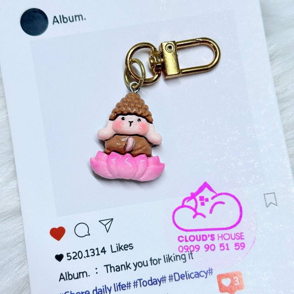 Móc treo điện thoại mini cute dễ thương - MẪU NGỒI HOA SEN