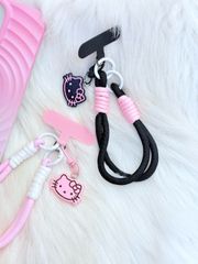 Dây đeo ngắn móc tay chất dù giữ điện thoại màu phối trơn ( DÂY NGẮN) - kèm móc hoạt hình các mẫu