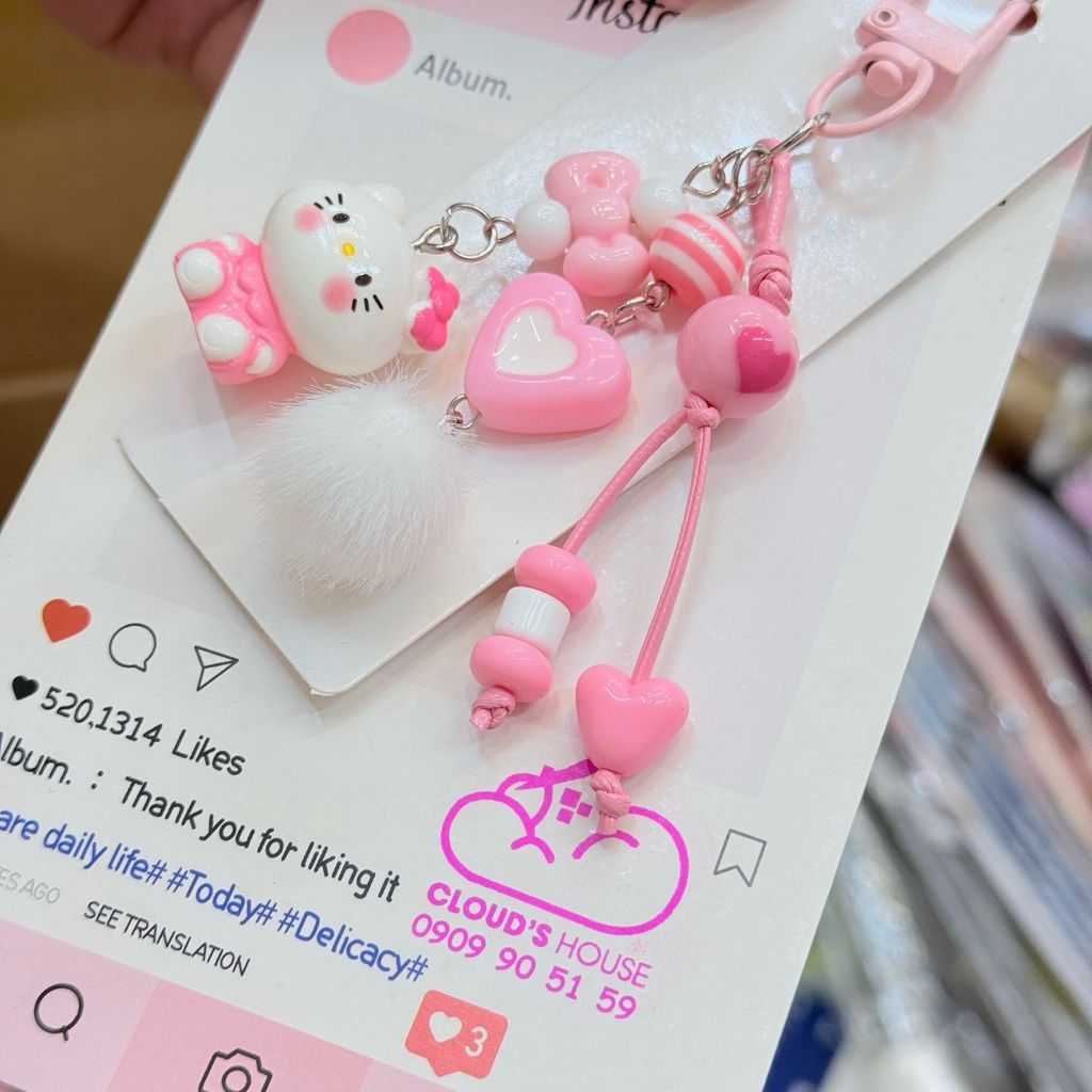 Dây đeo điện thoại ngắn Hello Kitty charm Kute (Quảng Châu, Thái Lan)