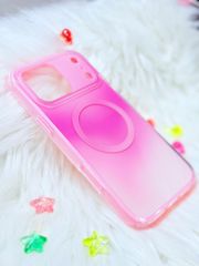 Case Ốp điện thoại iPhone Ombre Hồng Trắng Có Nút Control Magsafe iPhone 13/14/15/16/17Pro/Promax