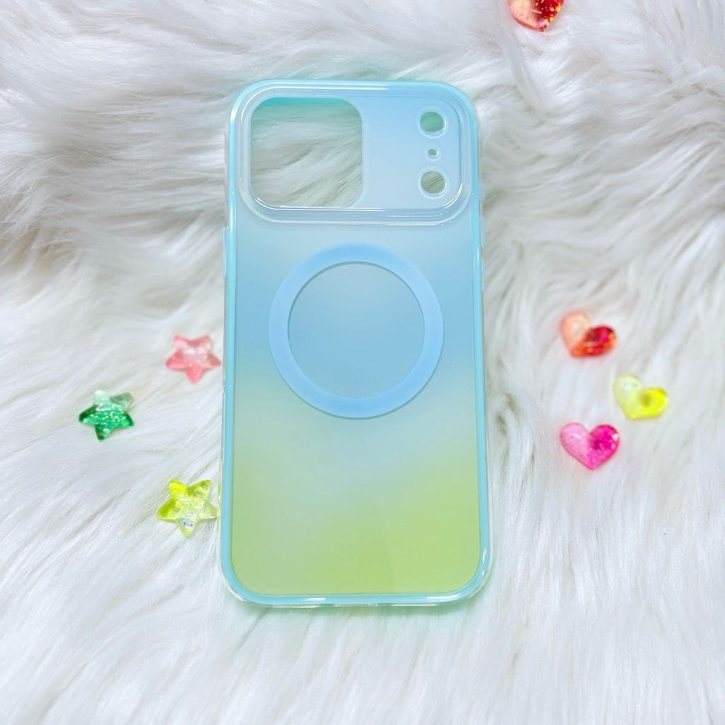 Case Ốp điện thoại iPhone Ombre Xanh Vàng Có Nút Control Magsafe iPhone 13/14/15/16/17Pro/Promax