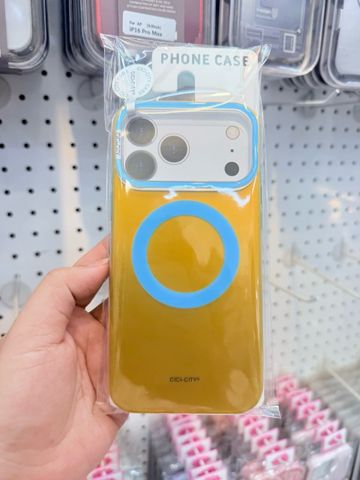 Case Ốp Điện thoại iPhone Magsafe CICI-CITY hologram vàng viền xanh iPhone 15/16/17/Pro/Promax