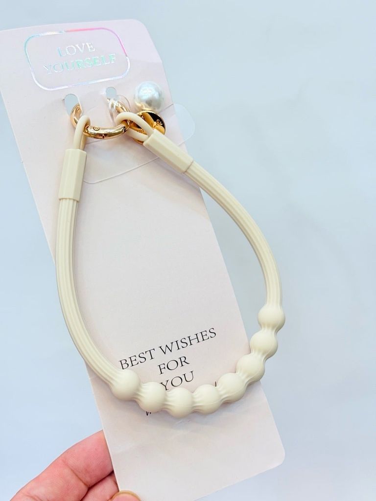 DÂY BI CHARM HOA Ngọc Trai Silicone CHỐNG BẨN kèm charm
