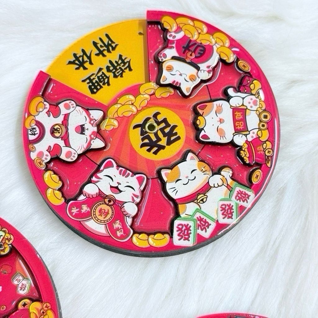 Magnet Tròn Trang Trí Tủ Lạnh Mèo - Thần Tài - Tết (3 Mẫu)