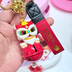 Móc Khóa Ông Lân Ôm Chuông Lớn Đỏ Tết