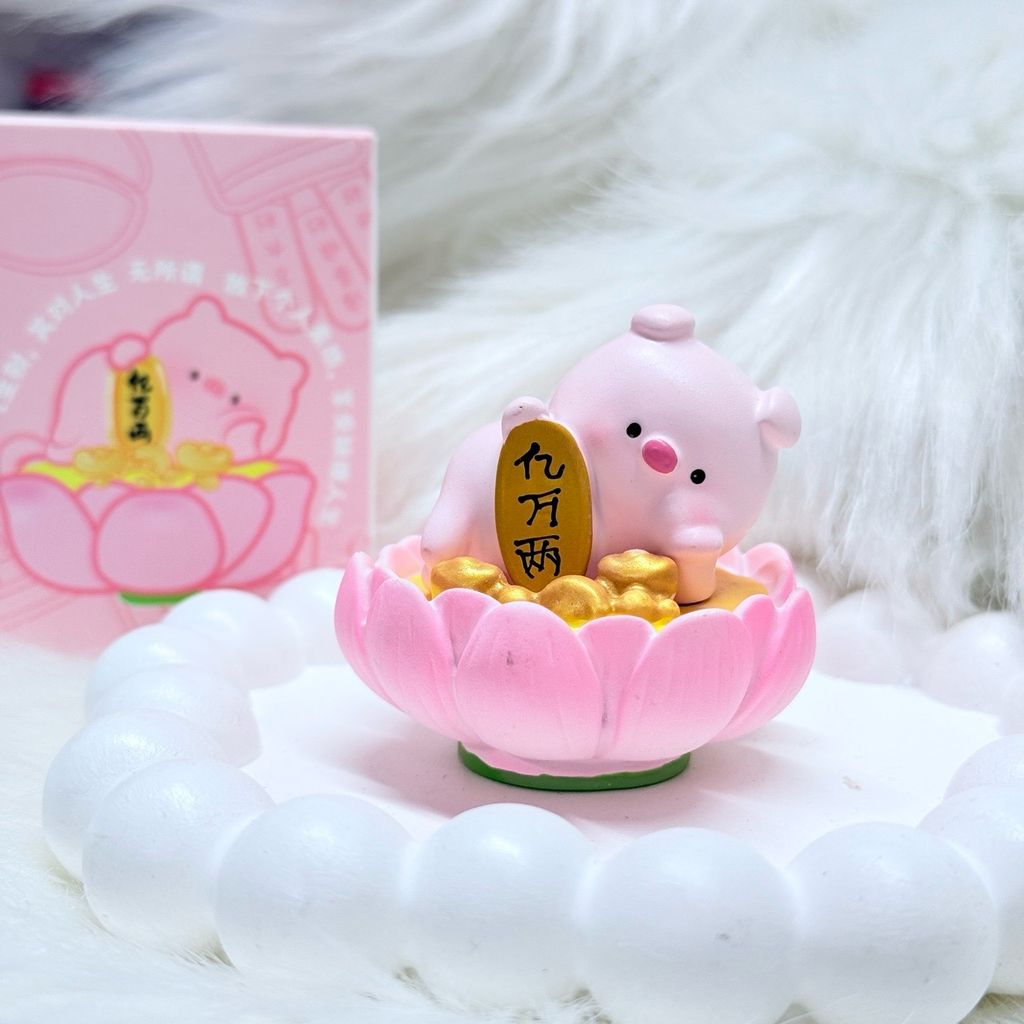 Set Bộ mô hình heo giác ngộ tụng kinh cute trang trí bàn làm việc để xe oto, đồ chơi vô tri để bàn dễ thương