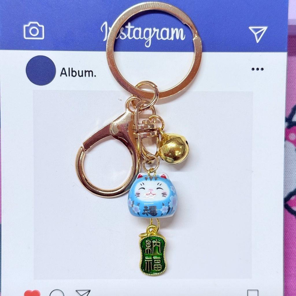 Móc Khóa Móc Treo Mèo Móc Túi Phụ Kiện Đẹp Mèo Thần Tài Mini Có Chuông, chất liệu kim loại Đài Loan (TAIWAN)