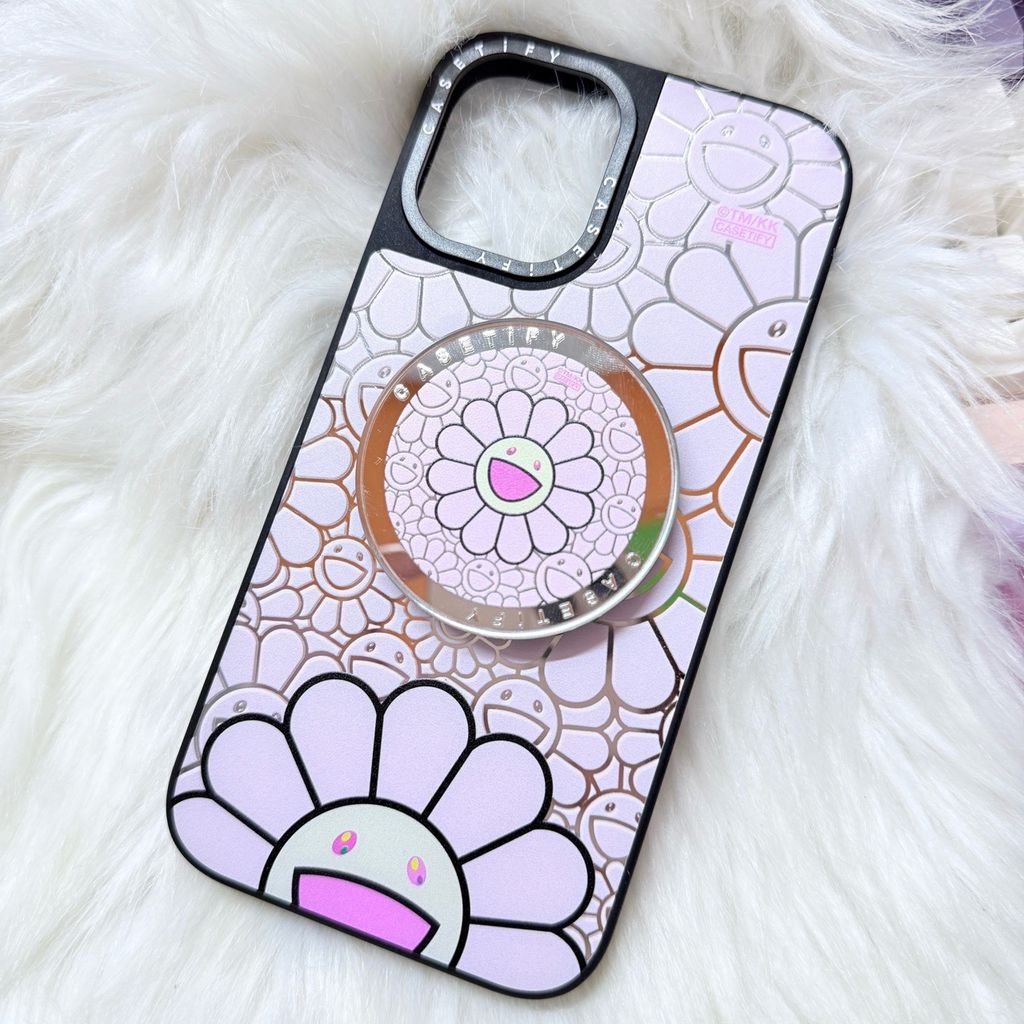 Case Ốp Điện thoại iPhone Hoa Cười Nền Hồng x Murakami Flower Mirror CaseTify iPhone 17/16/Promax