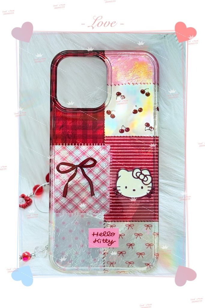 Case Ốp điện thoại iPhone Hello Kitty Hologram Bling Bling Icon nổi iPhone 13/14/15/16/17/Pro/Promax