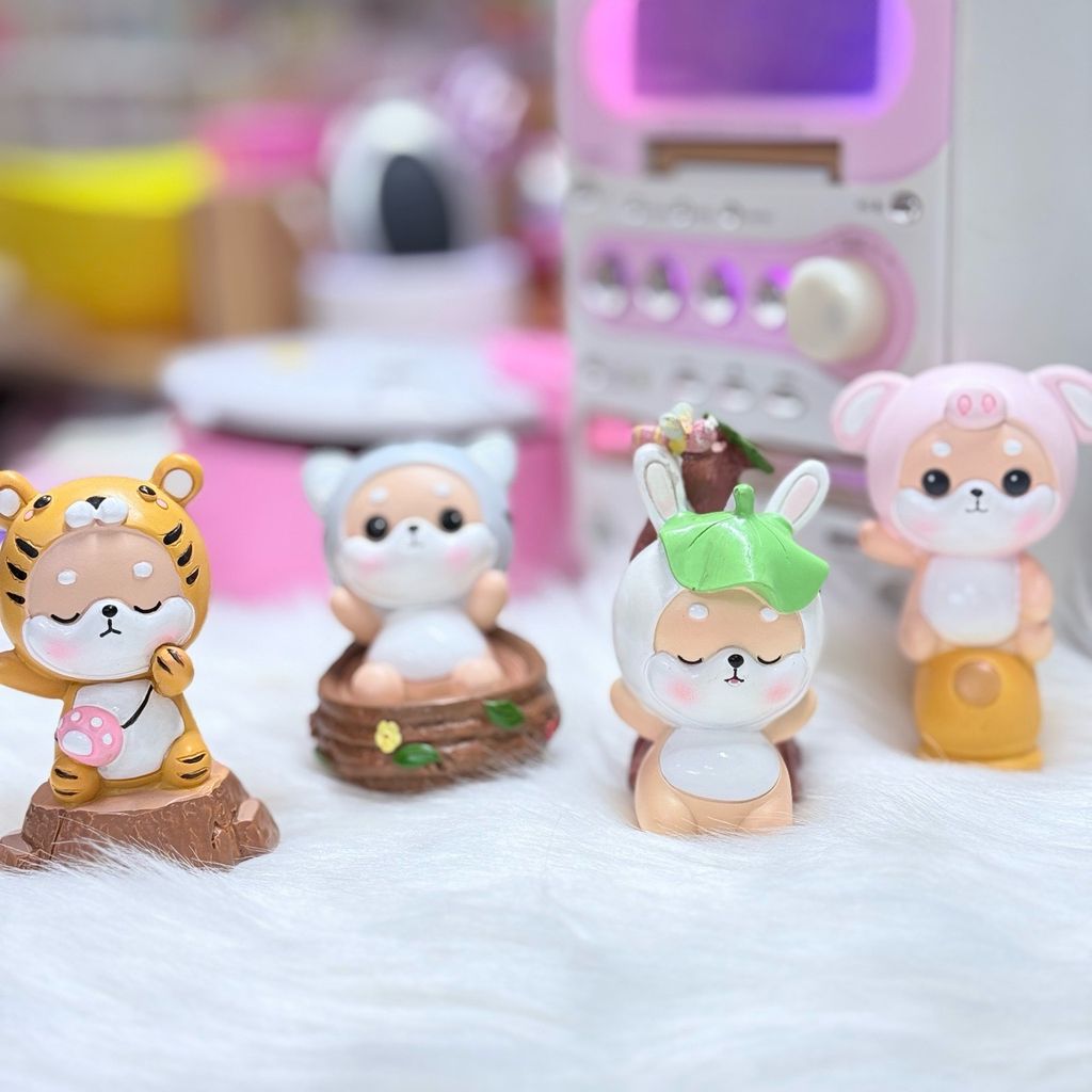 Bộ Mô Hình Shiba Inu Cute trang trí bàn làm việc để xe oto vô tri dễ thương