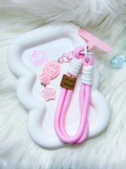Dây đeo ngắn móc tay chất dù giữ điện thoại màu phối trơn ( DÂY NGẮN) - kèm móc hoạt hình các mẫu