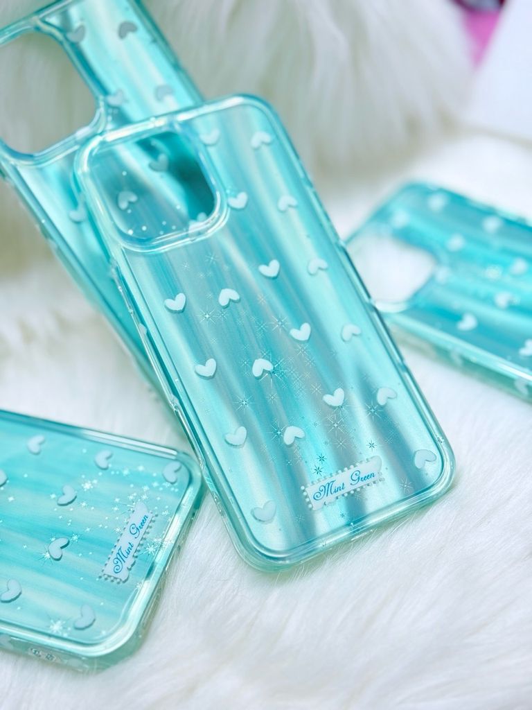 Case Ốp điện thoại iPhone Trái Tim Xanh (Blue Love) Hologram Bling Bling iPhone 13/14/15/16/Pro/Promax