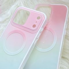 Case Ốp điện thoại iPhone Ombre Hồng Xanh Có Nút Control Magsafe iPhone 13/14/15/16/17Pro/Promax
