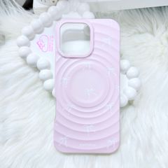 Case Ốp điện thoại iPhone Prettybow Nơ Trắng Nền Hồng Magsafe iPhone 17/16/15/14/13/12/Pro/Promax