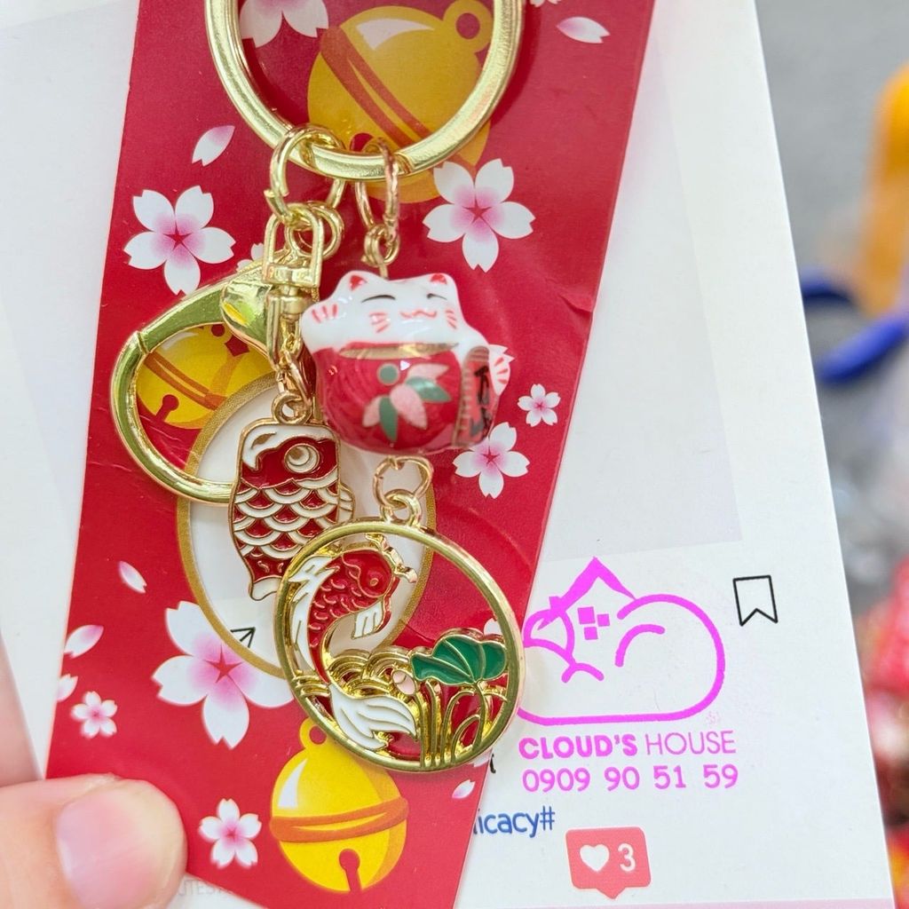 Móc Khóa Mèo Hoa Anh Đào Tết 2026