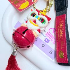 Móc Khóa Ông Lân Ôm Chuông Lớn Đỏ Tết