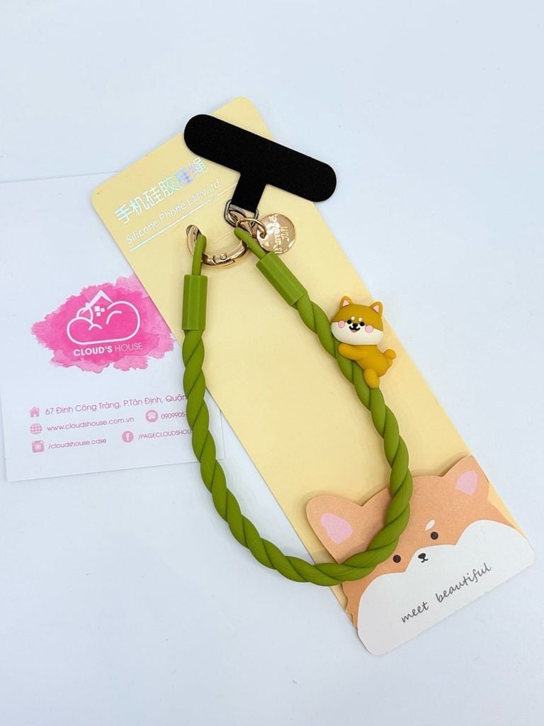 DÂY Xoắn Thú Cartoon Silicone Chất CHỐNG BẨN kèm charm nhiều màu sắc