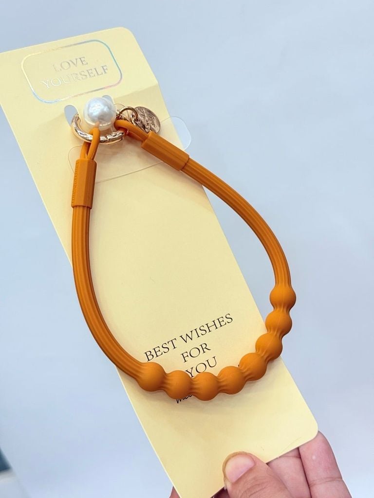 DÂY BI CHARM HOA Ngọc Trai Silicone CHỐNG BẨN kèm charm