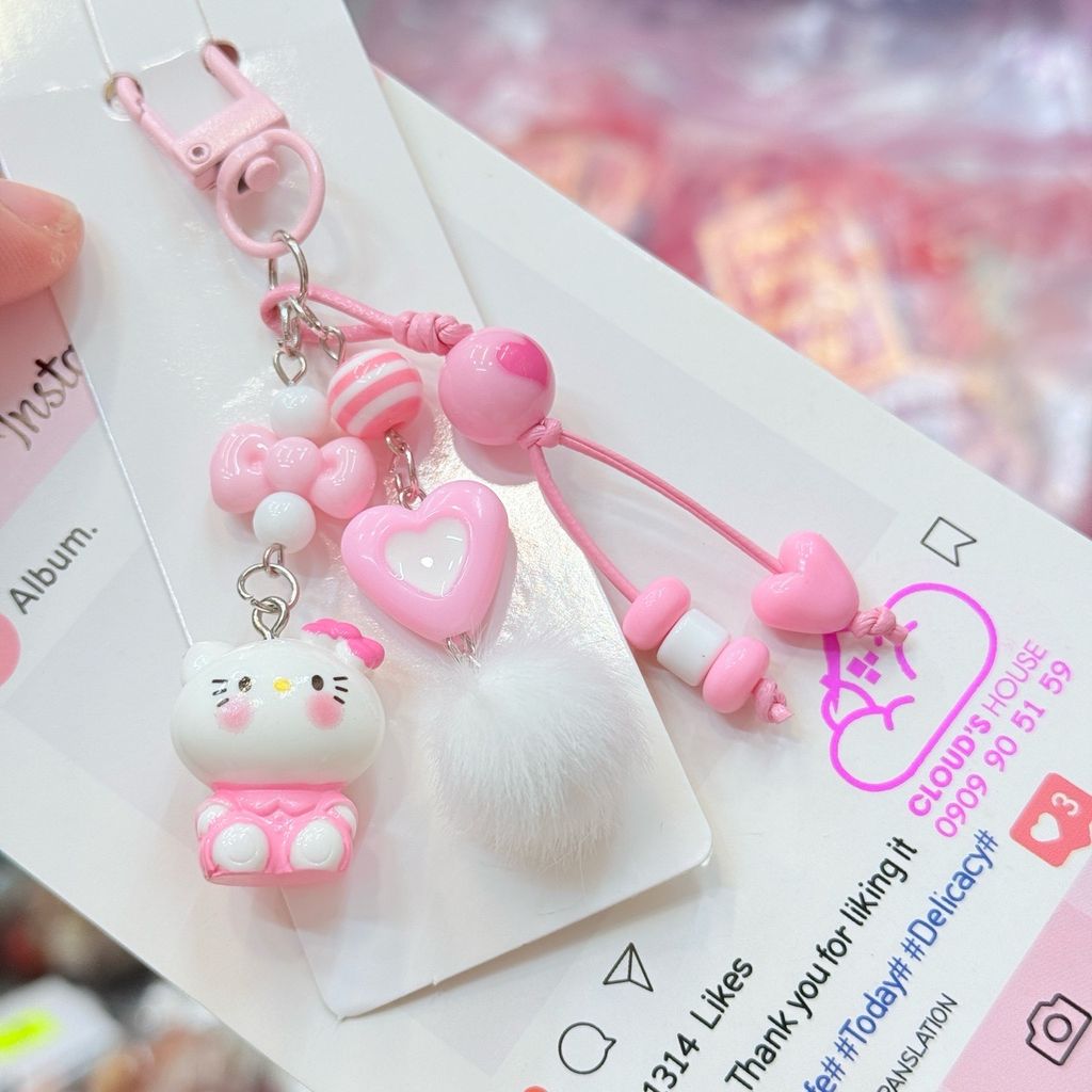 Dây đeo điện thoại ngắn Hello Kitty charm Kute (Quảng Châu, Thái Lan)
