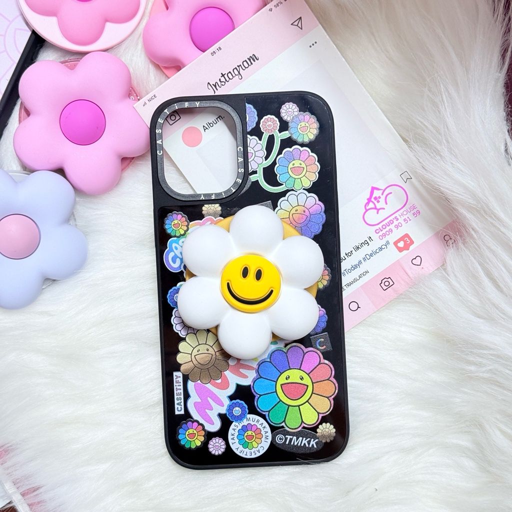 Case Ốp Điện thoại iPhone Hoa Cười & Sticker Nhiều Màu x Murakami Flower Mirror CaseTify iPhone 17/16/Promax
