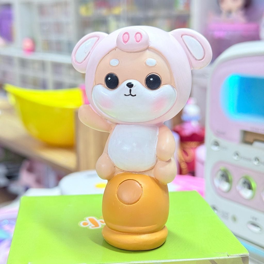 Bộ Mô Hình Shiba Inu Cute trang trí bàn làm việc để xe oto vô tri dễ thương