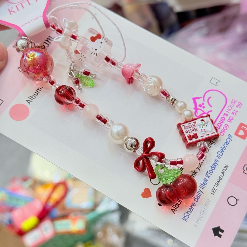Dây đeo điện thoại ngắn Hello Kitty charm Kute (Quảng Châu, Thái Lan)