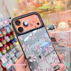 Case Ốp Điện thoại iPhone Gương Nơ Hồng Metallic Pink Ribbon Mirror CaseTify iPhone 17/16/15/14/13/Promax