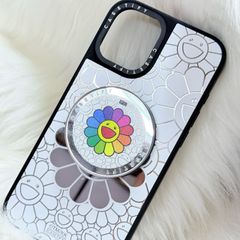 Case Ốp Điện thoại iPhone Hoa Cười Gương Nền Trắng x Murakami Flower Mirror CaseTify iPhone 17/16/Promax