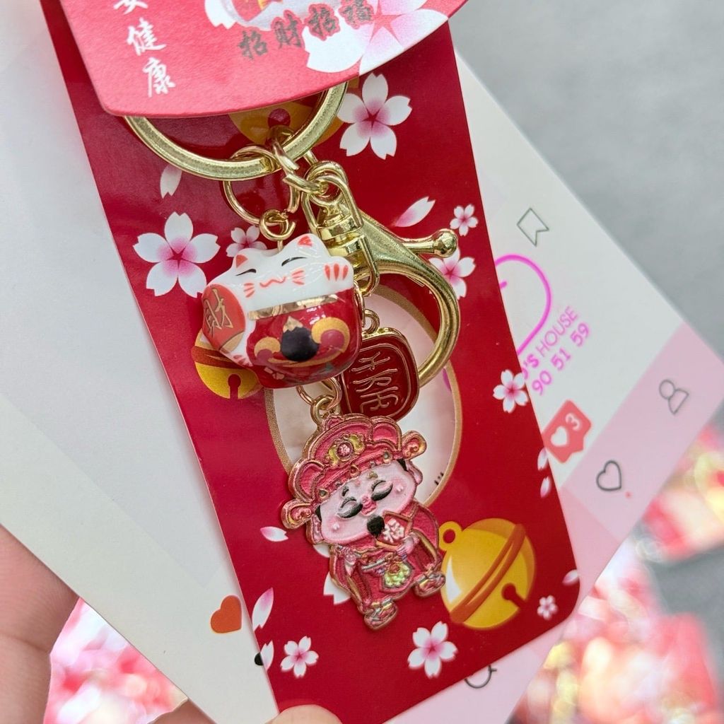 Móc Khóa Mèo Hoa Anh Đào Tết 2026