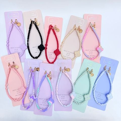 DÂY BI CHARM HOA Silicone CHỐNG BẨN kèm charm
