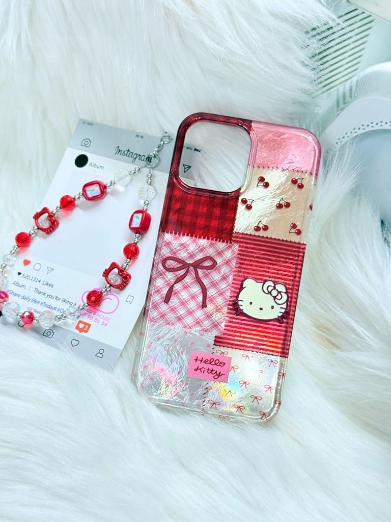 Case Ốp điện thoại iPhone Hello Kitty Hologram Bling Bling Icon nổi iPhone 13/14/15/16/17/Pro/Promax
