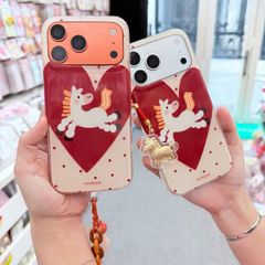 Case Ốp điện thoại iPhone Ngựa Trắng Trái Tim Đỏ Kim Tuyến iPhone 13/14/15/16/17Pro/Promax