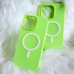 Case Ốp điện thoại iPhone Magsafe Trơn 2 Lớp Basic màu Xanh Dạ Quang iPhone 13/14/15/16/Pro/Promax