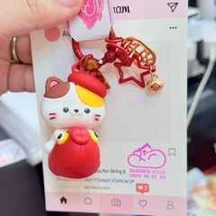 Móc Khóa Mèo Cưỡi Cá Chép Tết 2026