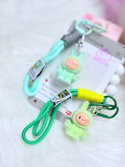 Dây đeo ngắn móc tay LABUBU chất dù giữ điện thoại màu phối trơn ( DÂY NGẮN) - kèm móc hoạt hình