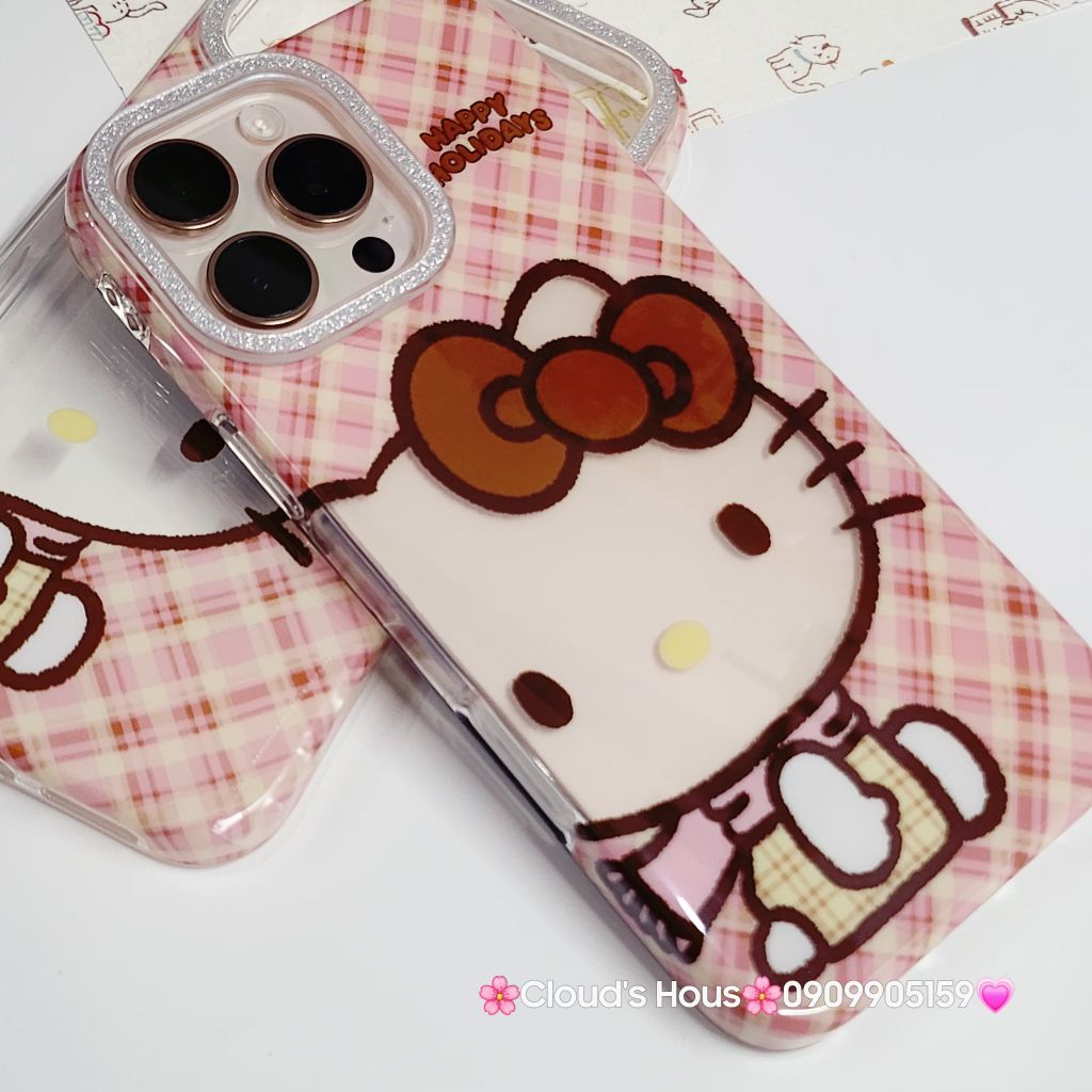 Case Ốp điện thoại iPhone Hello Kitty Trong Camera viền Bling Bling iPhone 13/14/15/16/17/Plus/Pro/Promax