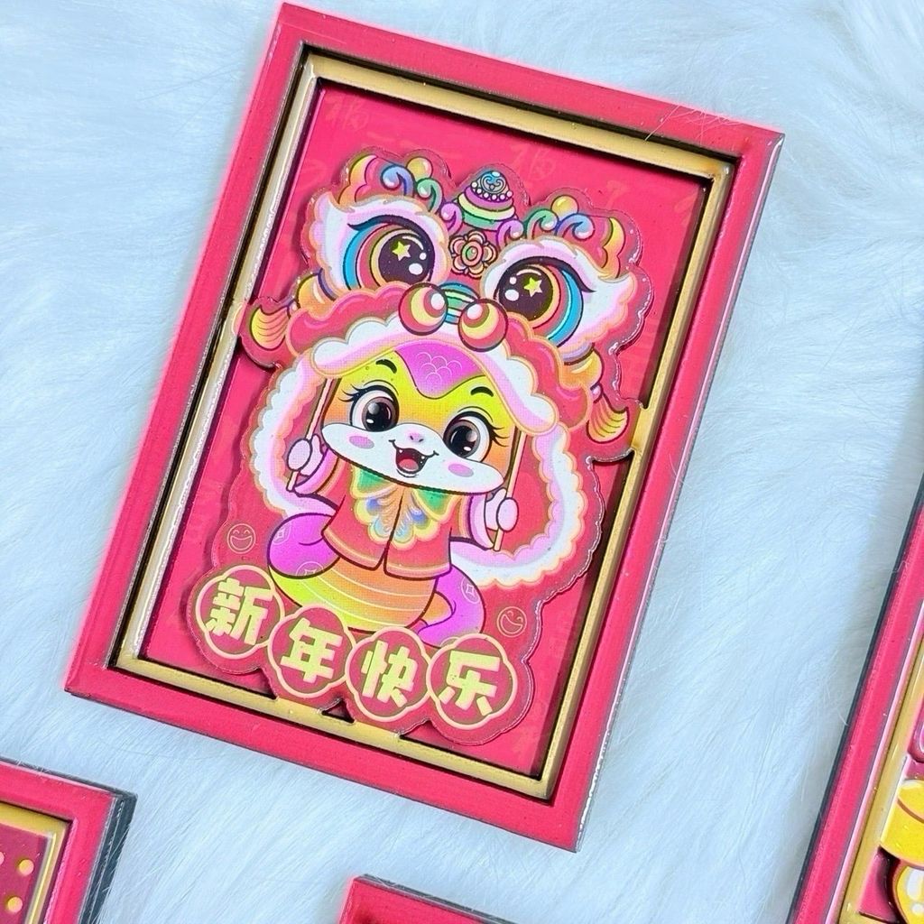 Magnet Trang Trí Tủ Lạnh Vuông Ông Thần Tài & Lân & Mèo Thần Tài Tết (4 Mẫu)