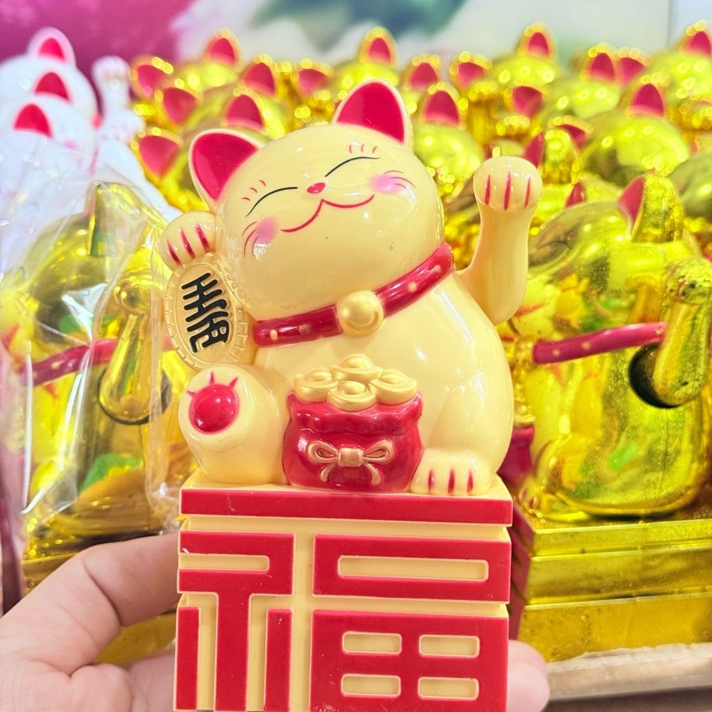 MÈO THẦN TÀI Đế Chữ Tàu - Mèo May Mắn - TẾT SIZE LỚN