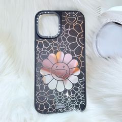 Case Ốp Điện thoại iPhone Hoa Cười Gương Nền Đen x Murakami Flower Mirror CaseTify iPhone 17/16/Promax