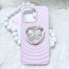 Case Ốp điện thoại iPhone Prettybow Nơ Trắng Nền Hồng Magsafe iPhone 17/16/15/14/13/12/Pro/Promax