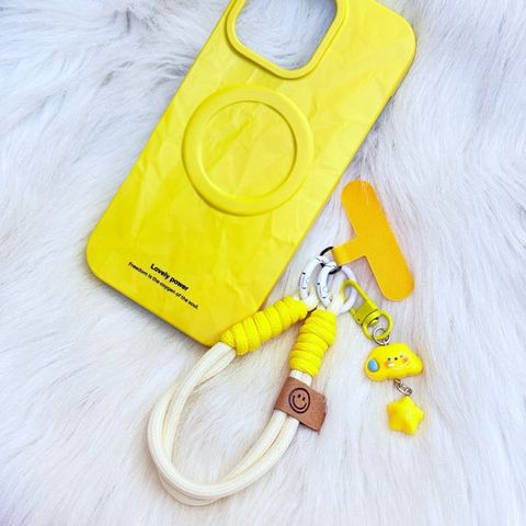 Dây đeo ngắn móc tay chất dù giữ điện thoại màu phối trơn ( DÂY NGẮN) - kèm móc hoạt hình các mẫu