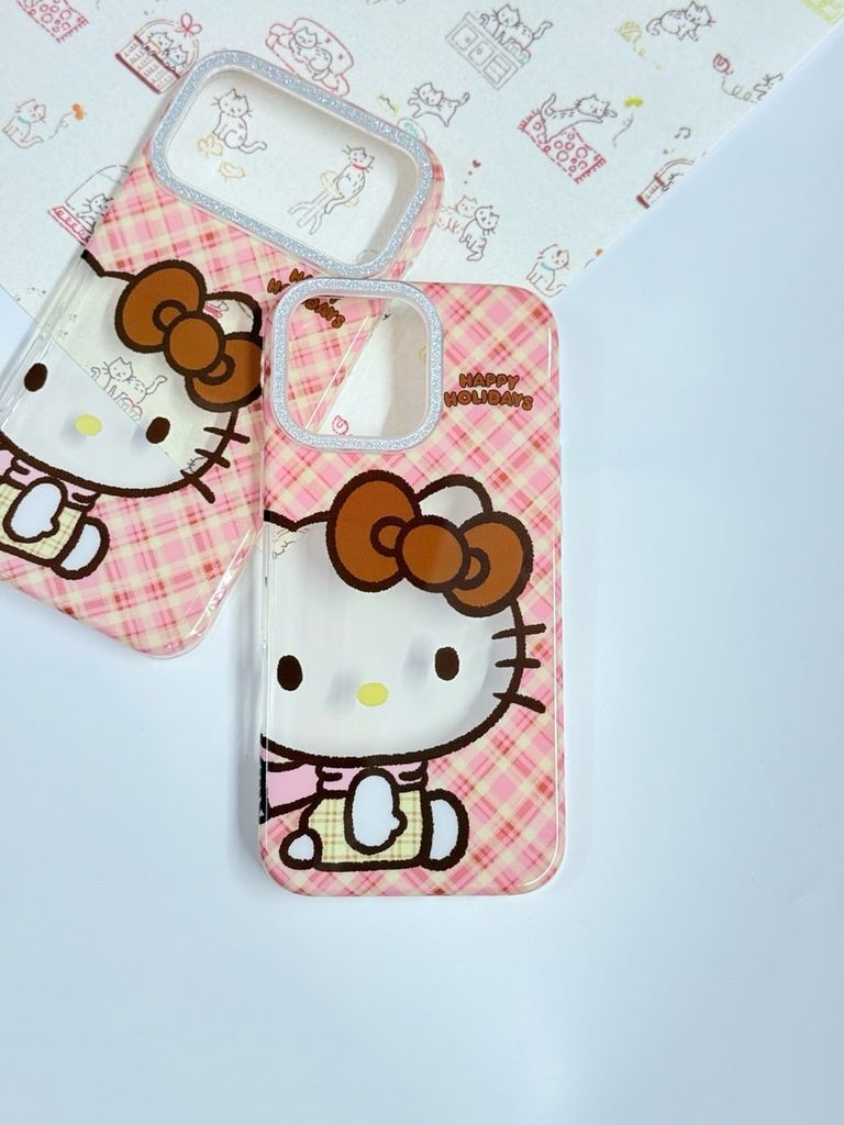 Case Ốp điện thoại iPhone Hello Kitty Trong Camera viền Bling Bling iPhone 13/14/15/16/17/Plus/Pro/Promax