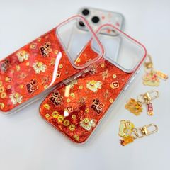 Case Ốp điện thoại iPhone Ngựa Cõng Vàng & Cõng Túi Tiền Ánh Xà Cừ Đỏ iPhone 12/13/14/15/16/17Pro/Promax - TẾT