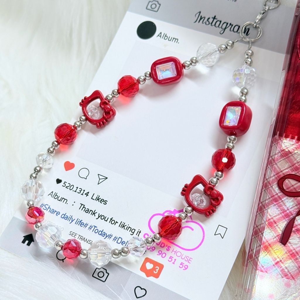 Dây đeo điện thoại ngắn Hello Kitty charm Kute (Quảng Châu, Thái Lan)
