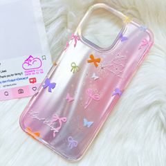 Case Ốp điện thoại iPhone Nơ Nhiều Màu Angel Energy Hologram Bling Bling iPhone 13/14/15/16/Pro/Promax