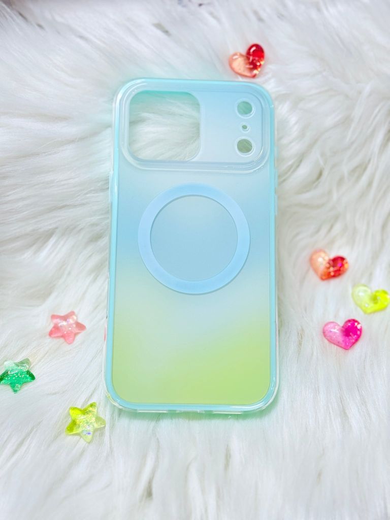 Case Ốp điện thoại iPhone Ombre Xanh Vàng Có Nút Control Magsafe iPhone 13/14/15/16/17Pro/Promax