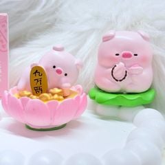 Set Bộ mô hình heo giác ngộ tụng kinh cute trang trí bàn làm việc để xe oto, đồ chơi vô tri để bàn dễ thương